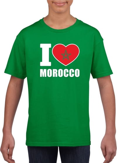 Groen I love Marokko supporter shirt kinderen - Marokkaans shirt jongens en meisjes 110/116