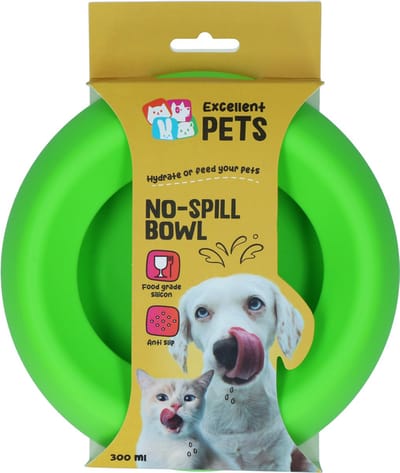 Excellent Pets Anti-knoei Voer- en Drinkbak Hond en Kat - 300 ml - Voerbak met Antislip - S - Morsbestendige Rand - Siliconen Drinkbak - Groen