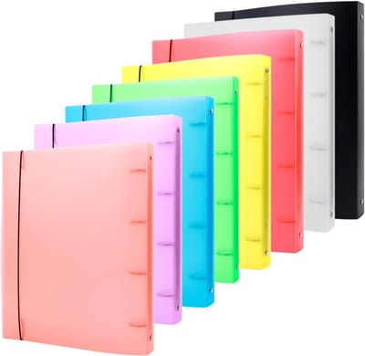 Set van 8 A4 4-Ring Mappen met Transparante Soft PVC Covers voor Navulbare Notitieboeken en Stempelopslag in 8 Kleuren