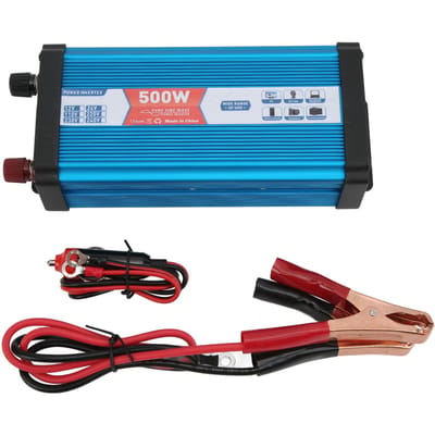 Onduleur 500W Pic 1000W Onde Sinusoïdale Pure Double Port USB Protection contre la Surcharge Ventilateur de Refroidissement pour Maison Voiture Bateau 12V to 220V