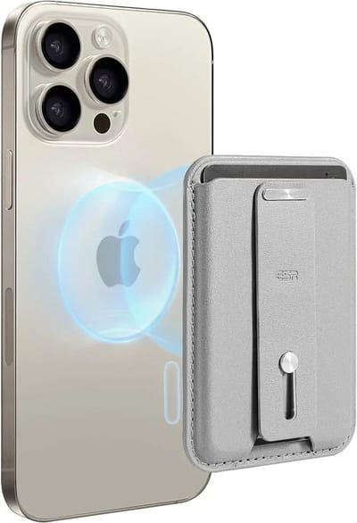 ESR HaloLock Wallet Stand - Magnetische Kaarthouder - Compatibel met MagSafe en HaloLock - Portemonnee voor 3 Pasjes - Portemonnee - Standaard - Vingerlus - Grijs