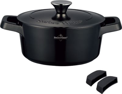 Swiss Haus® ZC20B Braadpan Inductie met Deksel - Ø 20 cm / 2.5 Liter Soeppan - PFAS Vrij - Braadpannen Voor Alle Warmtebronnen - Pan Met Sapphire™ Antiaanbaklaag - Zwart