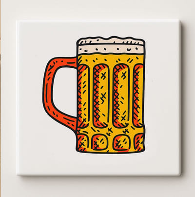 Bierpul Tegel – 15x15cm Grappige Keramische Wanddecoratie | Leuk Cadeau voor Bierliefhebbers & Bar Decoratie