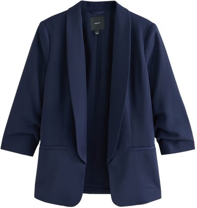 Next - Dames - Ruimvallende blazer met ruches aan de mouwen - Blauw