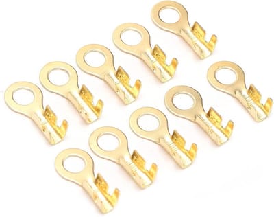100 Stuks Lug Ring Terminals Assortiment Kit, M4 X 4.2mm, Messing Kabel Crimp Connectors voor Elektrische Verbindingen en Installaties