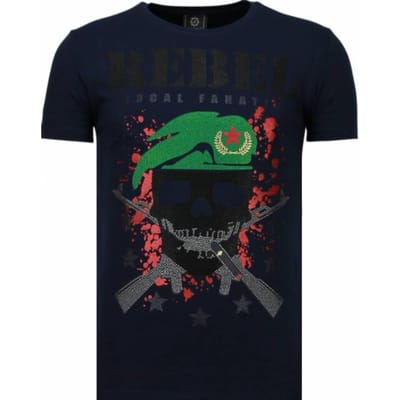 Local Fanatic Skull rebel rhinestone t-shirt