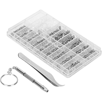 Kit de réparation de lunettes, boîte de rangement assortie, Design 1000 pièces, vis et tampons pour montre horloge type 2 white