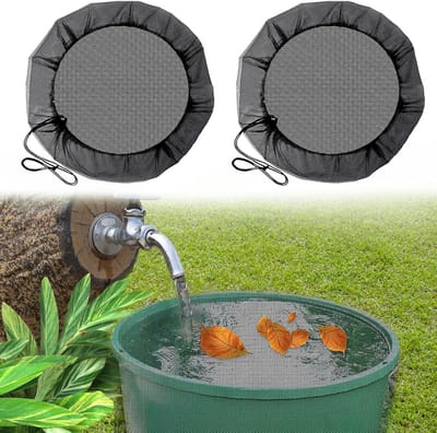 2-delig regenwaternet, 95 cm regentonhoes met trekkoord, ronde regentonhoes, bescherming tegen muggen en bladeren