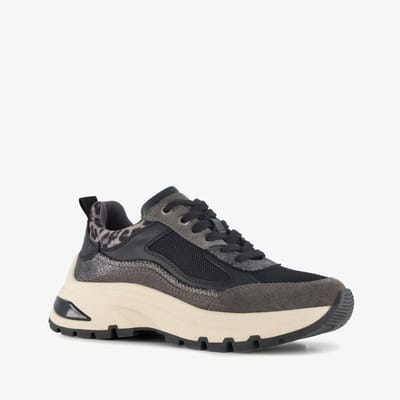 Harper dames sneakers met panterprint details grijs - Maat 37 - Uitneembare zool