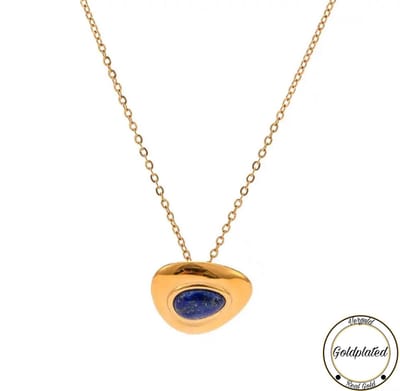 Soraro Lapis Lazuli Edelsteen Ketting | Blauw Edelsteen | Goldplated | Goudkleurig | Vrouwen Sieraden | Dames Ketting