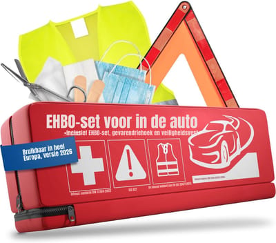 AMA® Gevarendriehoek - Verbanddoos Auto - Veiligheidshesjes - Rood - Plastic - 45x14x8cm