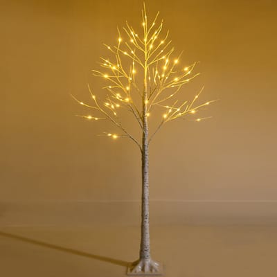 COSTWAY 150 cm led-lichtboom, berkenboom met warmwitte ledlampen, kunstkerstboom, kunstboom, decoratieve boom