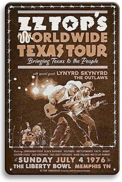 Signs-USA - Concert Sign - metaal - ZZ Top Brown - 30 x 40 cm