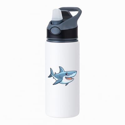 Hacebo® - Haaien waterfles met rietje zwart - Haai - Dieren liefhebbers - Vis - dieren - water fles - 650ML