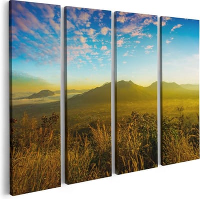 Artaza Canvas Schilderij Vierluik Bergen Met Mist In Thailand - 80x60 - Foto Op Canvas - Canvas Print