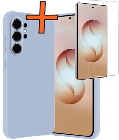 Hoes - Met Screenprotector - Geschikt voor Samsung Galaxy S26 Ultra - Sterk & Shockproof - Back Cover - Siliconen Case - Telefoon Hoes - Lichtblauw