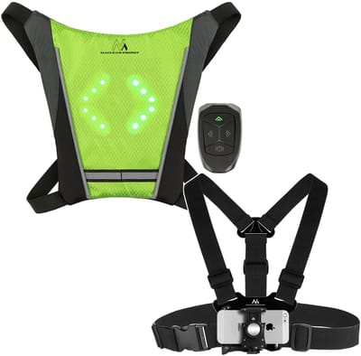Maclean - Set van - Borstband voor Mobiele Telefoon Camera Sport Houder - Veiligheidsvest met LED-knipperlichten met afstandsbediening