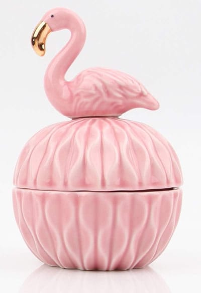 Flamingo Sieraden Doosje - Nekdoosje Ringhouder - Sieraden Opbergen - Keramiek Figuur - 91 g - Roze