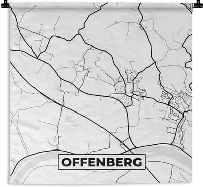 Wandkleed - Wanddoek - Plattegrond - Offenberg - Kaart - Stadskaart - 180x180 cm - Wandtapijt
