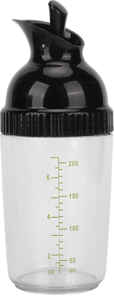Dailygoods- Salad Dressing Shaker 200ml - Lekvrije Dressing Fles - Keukenopslag - Specerijen/Marinades - Handbediening - Vaatwasserbestendig - Specerijfles