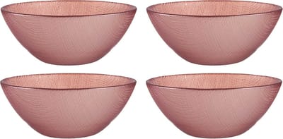 Vivalto Kommetjes/serveer schaaltjes/soepkommen - 4x - Murano - glas - D15 x H6 cm - roze - Stapelbaar