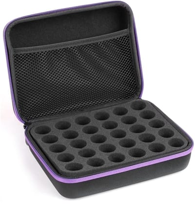 Allecto - Essential Oil Bag - 30 Compartimenten - Waterdichte Reistas - Paars - Nail Polish Storage - Ideaal voor Reizen - Geschikt voor 5ml 10ml 1...