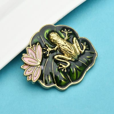 Mooie Lotus Kikkers Broches Voor Vrouwen Emaille Dierlijke Feest Casual Broche Spelden Cadeaus beige