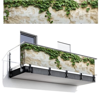 Balkonscherm 500x120 cm - Balkonposter Klimop - Muur - Groen - Balkon scherm decoratie - Balkonschermen - Balkondoek zonnescherm