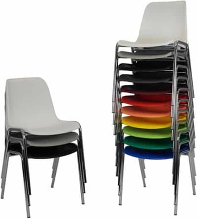 Kantinestoelen Rome kunststof stapelbaar geel koppelbaar
