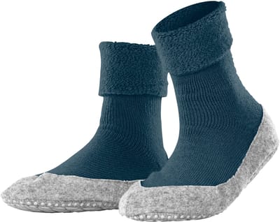FALKE Cosyshoe Noppen op de zool wol huissokken dames blauw - maat 37-38