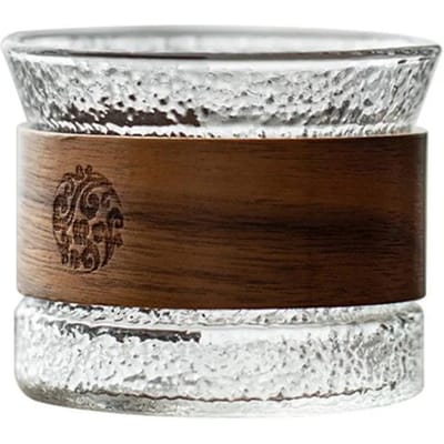 Transparant Glazen Theekopje met Houten Omhulsel Vintage Sake Kopje Kung Fu Klein Theekopje Heldere Koffiemokken Espressokopjes Cadeau-ideeën 100-200ML