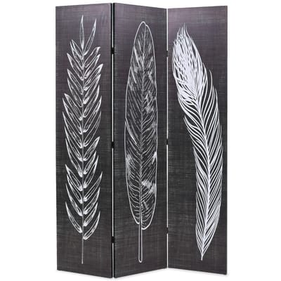 vidaXL - Kamerscherm - inklapbaar - veren - 120x170 - cm - zwart - en - wit