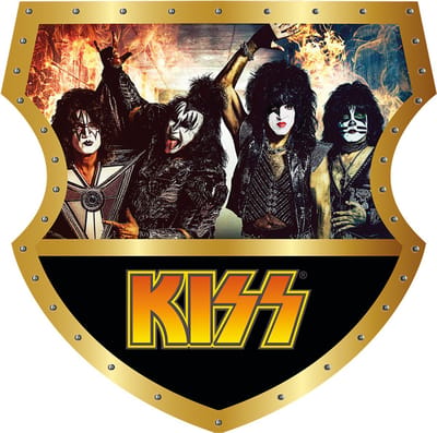 Signs USA - Muziek schild - boven recht - met Logo onder - Kiss - End Of The Road Tour - 40 x 40 cm