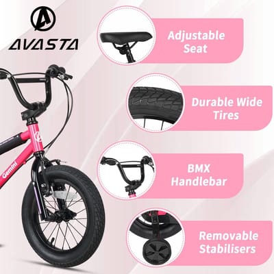 Kinderfiets BMX-stijl met Zijwieltjes en Standaard (12, 14, 16 Inch) voor Jongens en Meisjes (1-8 Jaar)