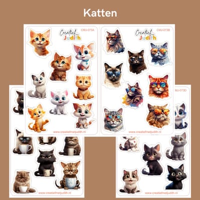 Bullet Journal Stickers - Planner Agenda Stickers - Katten stickers - 4 stickervellen - dier poes - Scrapbook stickers - Deco stickers - kitten stickers - volwassenen en kinderen