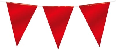 10 meter vlaggenlijn - Rood - 15 vlaggen - Glimmende folie voor binnen & buiten - 30 cm vlaggen - Herbruikbare slinger