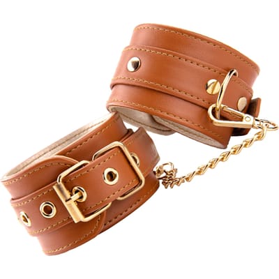 Dreamtoys Blaze elite Ankle Cuffs Cognac Vegan leren Handboeien - Bruin