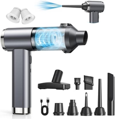 Handstofzuiger - Mini stofzuiger - Auto en huis - 4-in-1 functie - 25.000 Pa - Grijs