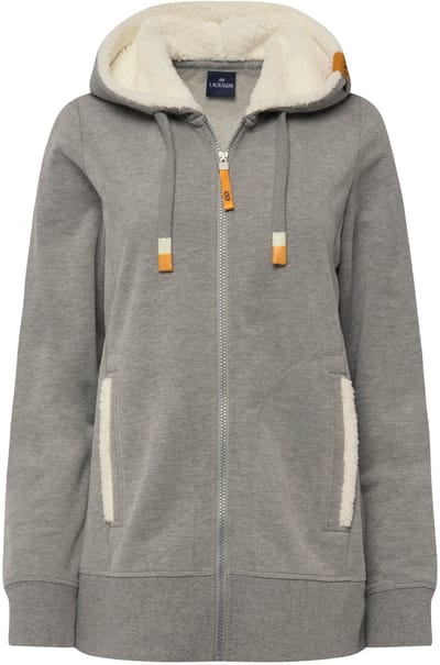 Laurasøn - Dames - Hoodie-jack sweatstof capuchon met binnenkant van teddy - Grijs melange - Maat L