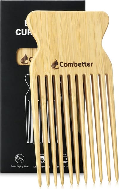 Bamboe Haarplukkam voor Krullend Haar - Eco-vriendelijke Ontwarrende Kam voor Styling en Volume