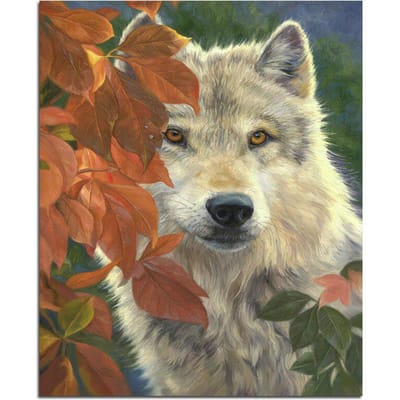 Diamants Mosaïque Loup 5D DIY Diamant Peinture Animal Plein Rond Loup Diamant Broderie 20X30CM beige