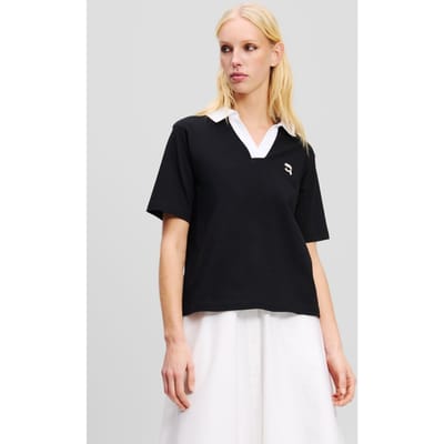 Karl Lagerfeld Ikon Patch Polo T-shirt Black Taglia: XS | Maglie Sportivi Outlet | Donna | Nero