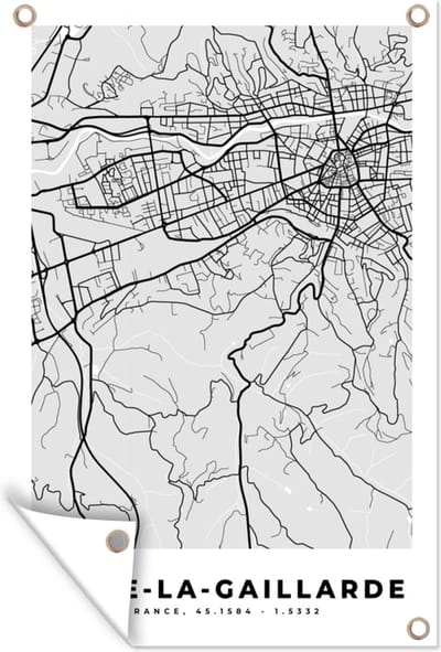 Muurdecoratie Frankrijk – Plattegrond – Kaart – Brive-la-Gaillarde – Stadskaart - 120x180 cm - Tuinposter - Tuindoek