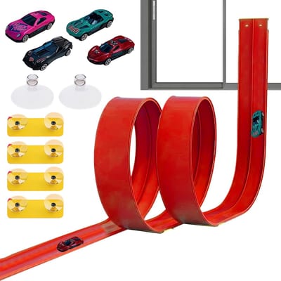 Flexibele Autobaan - Buigzame Racebaan - Kinderen Spelen - Zuignappen Bevestiging - 23 x 23 x 9 cm - rood