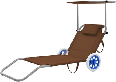 Opvouwbare ligstoel - Tuinstoel relax - Buiten ontspannen - Verstelbare luifel - 104 cm lengte - Taupe