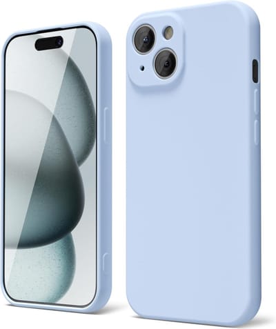 Solid hoesje Soft Touch Liquid Silicone Flexible TPU Cover [Camera all-round bescherming] - Geschikt voor: iPhone 15 Plus - Lichtblauw