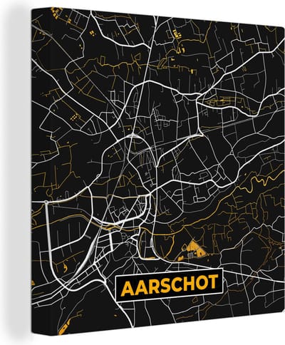 Canvas Schilderij Stadskaart - Aarschot - Plattegrond - Kaart - Goud - 20x20 cm - Wanddecoratie