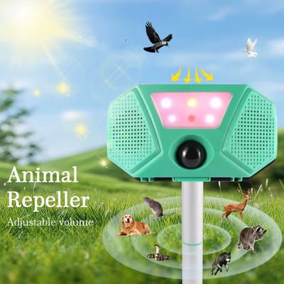 Ultrasone Dierenverjager Buiten – Muizenverjager, Vogels Verjagen, Slangen Afweermiddel, Instelbare Frequentie & 4-Niveaus LED Flitslicht