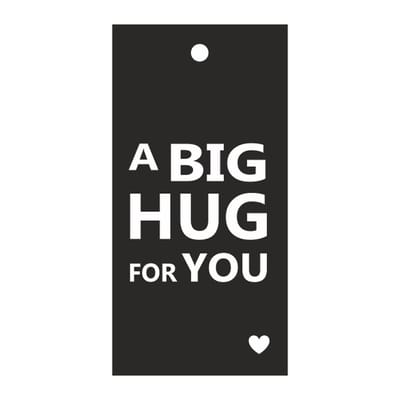 Luxe Bloemenkaartje - Wenskaartje - Cadeaukaart - Zwart - Big Hug - Met boorgaatje - 20 Stuks