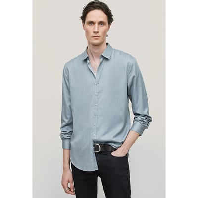 John Varvatos Multi Button Slim Fit Shirt Blue Stone Size: S | Casual Shirts Outlet | Heren | Blauw